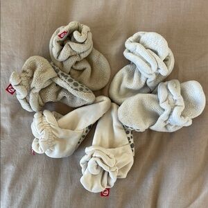 Zutano Fleece Baby Booties - 3 Neutral Pairs